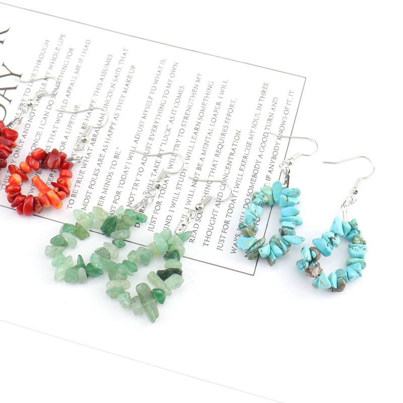 Multicoloured organic earrings with amethyst, simple and elegant design