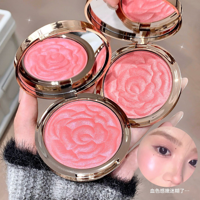 kakashow en relieve en forma de rosa blush brillante brillante atmósfera de brillo resaltado maquillaje de belleza transfronteriza maquillaje al por mayor