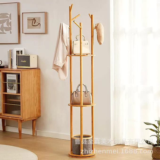 Вращающаяся вешалка деревянная вешалка автономная стойка для хранения вешалка для пальто семейный вход пальто шляпа деревянная стойка