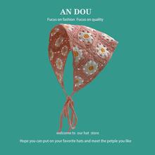 ins网红甜美可爱田园风针织小雏菊三角巾头巾女春夏出游包头帽潮