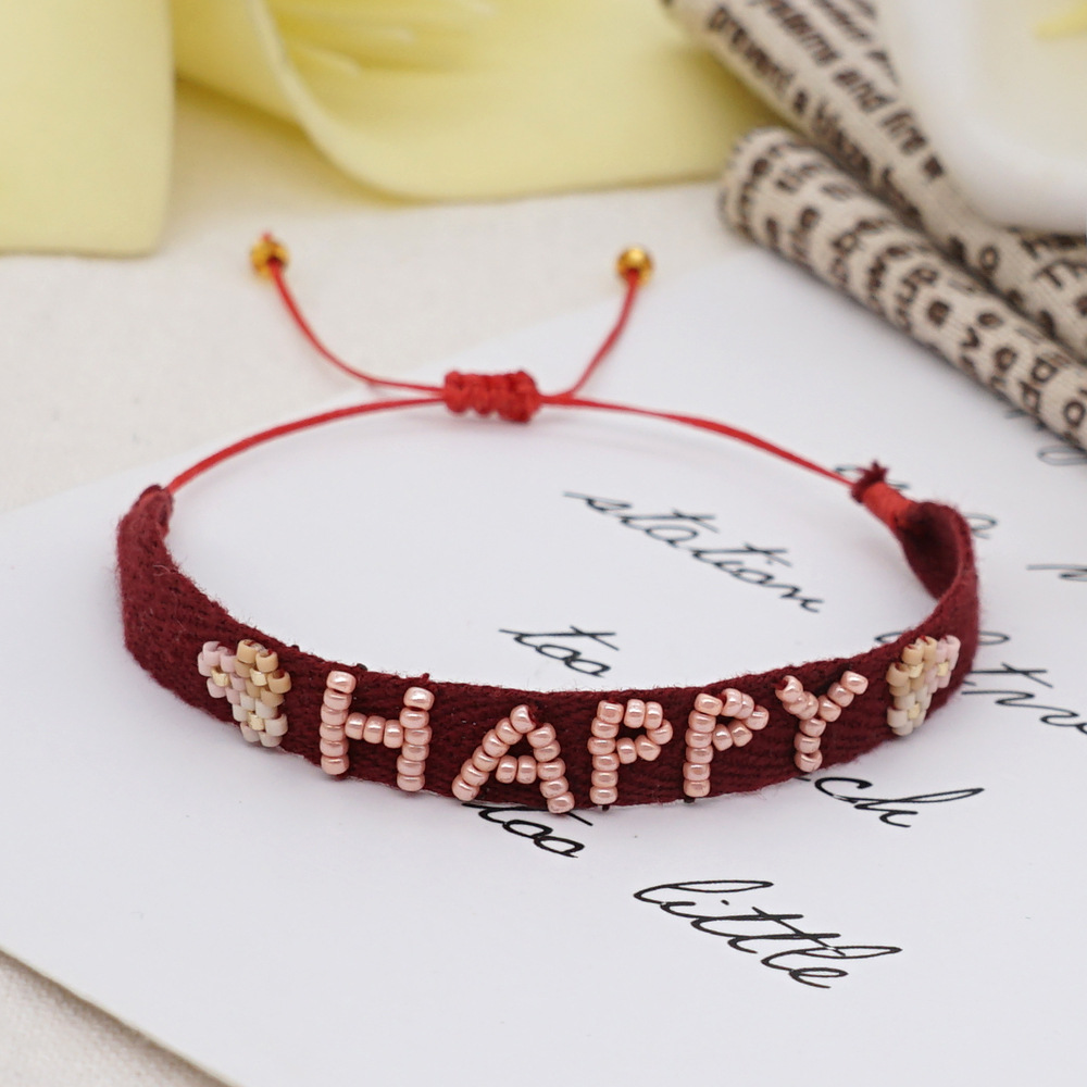 Simple Letter Beaded Flower Bracelet Wholesale Nihaojewelry display picture 4