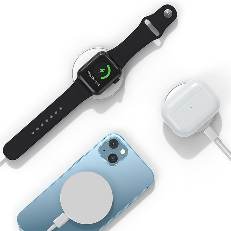 アルミニウム合金ミニ 15 ワット高速 Apple 携帯電話時計ヘッドセット磁気吸引スリーインワンワイヤレス充電器|undefined