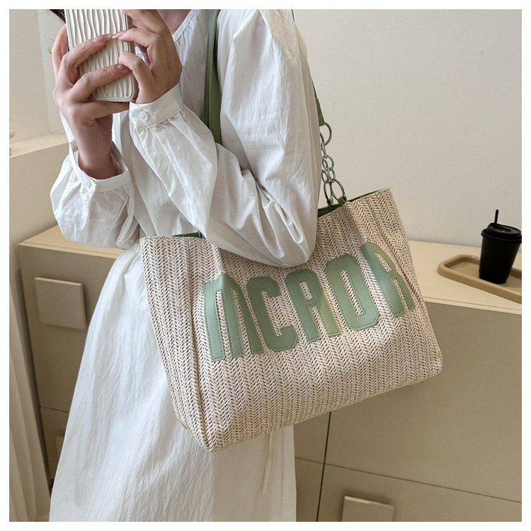 Large capacity fashion tote bag 2025 new style this year's popular woven single-shoulder bag underarm letter handbag wholesale undefined