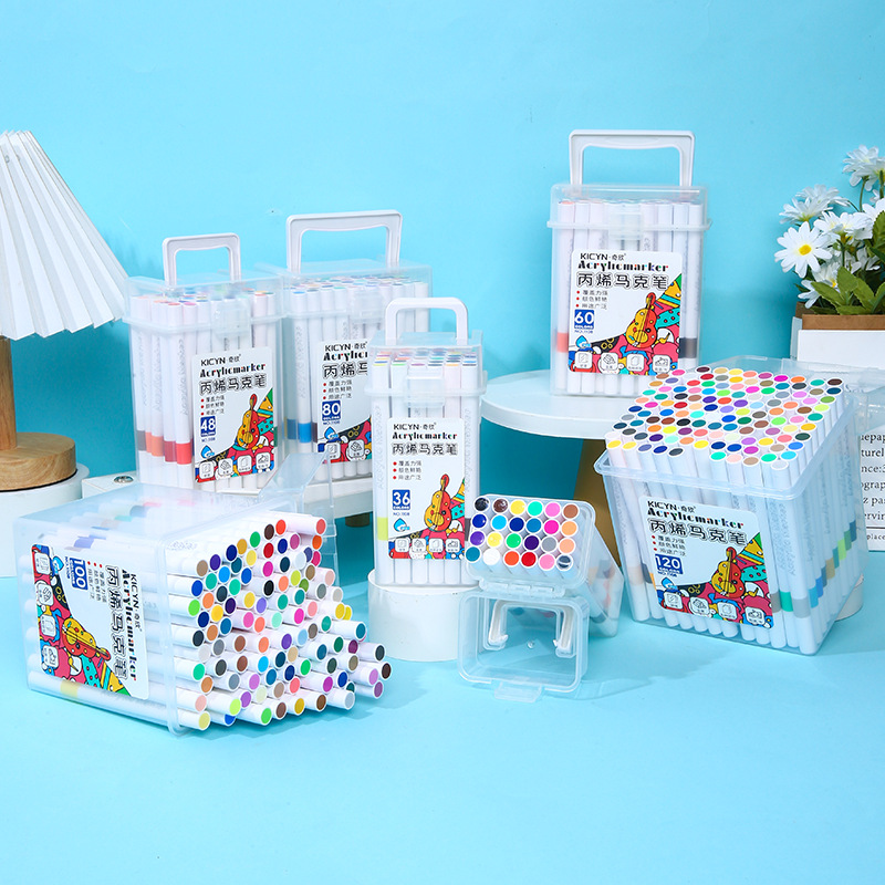 Acrylic Marker Pen for Primary School Students, Washable, Opaque, Stackable Color Pen, Waterproof, Quick-Drying Watercolor Pen