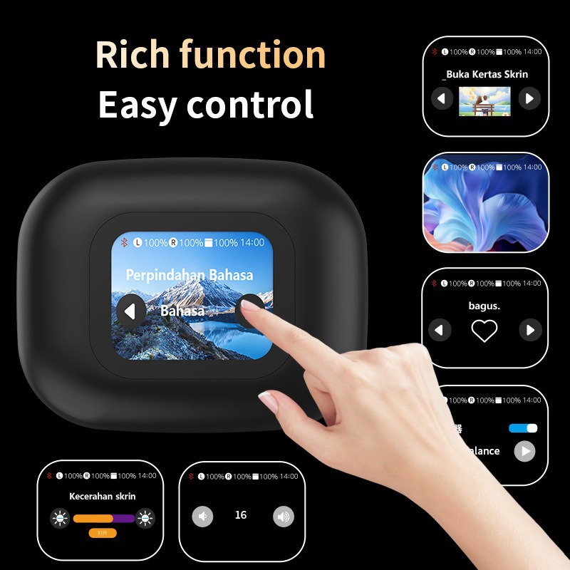 Ventas transfronterizas calientes AI traducción A16 pantalla de color inteligente ows auriculares Bluetooth no cuelgan auriculares super fábrica