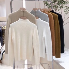 水貂绒加绒加厚保暖秋冬新款内搭打底衫半高领一体绒毛衣女