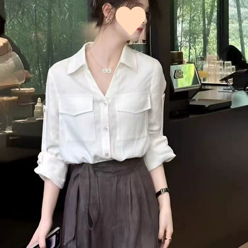 Дизайнерская хлопковая рубашка с длинным рукавом в корейском стиле, элегантный новый стиль 2025, французская мода, универсальная рубашка