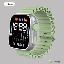 新款LED电子手表P8星期方形网红双按键科技感ins运动学生大表盘