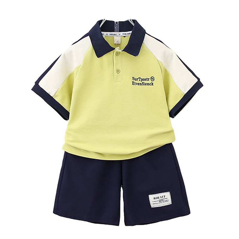 7382 Traje de verano para niños Camisa POLO para niños Manga corta 2025 Nuevos pantalones cortos de verano Traje casual de dos piezas para bebés