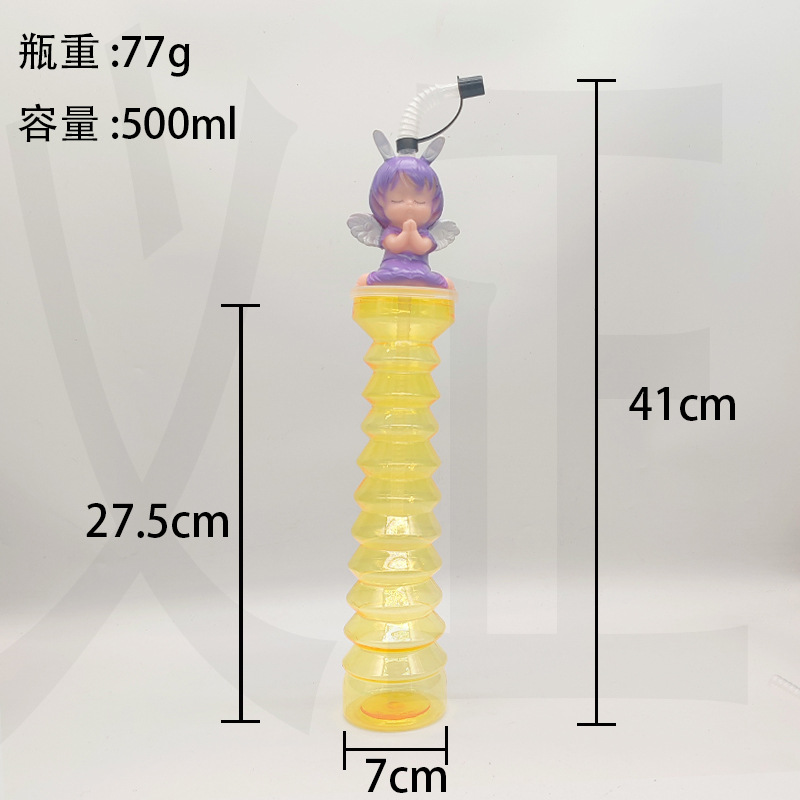 Venta caliente de comercio exterior fabricante spot PET taza de árbol de coco taza de pajita de plástico botella de jugo desechable forma personalizada árbol de coco