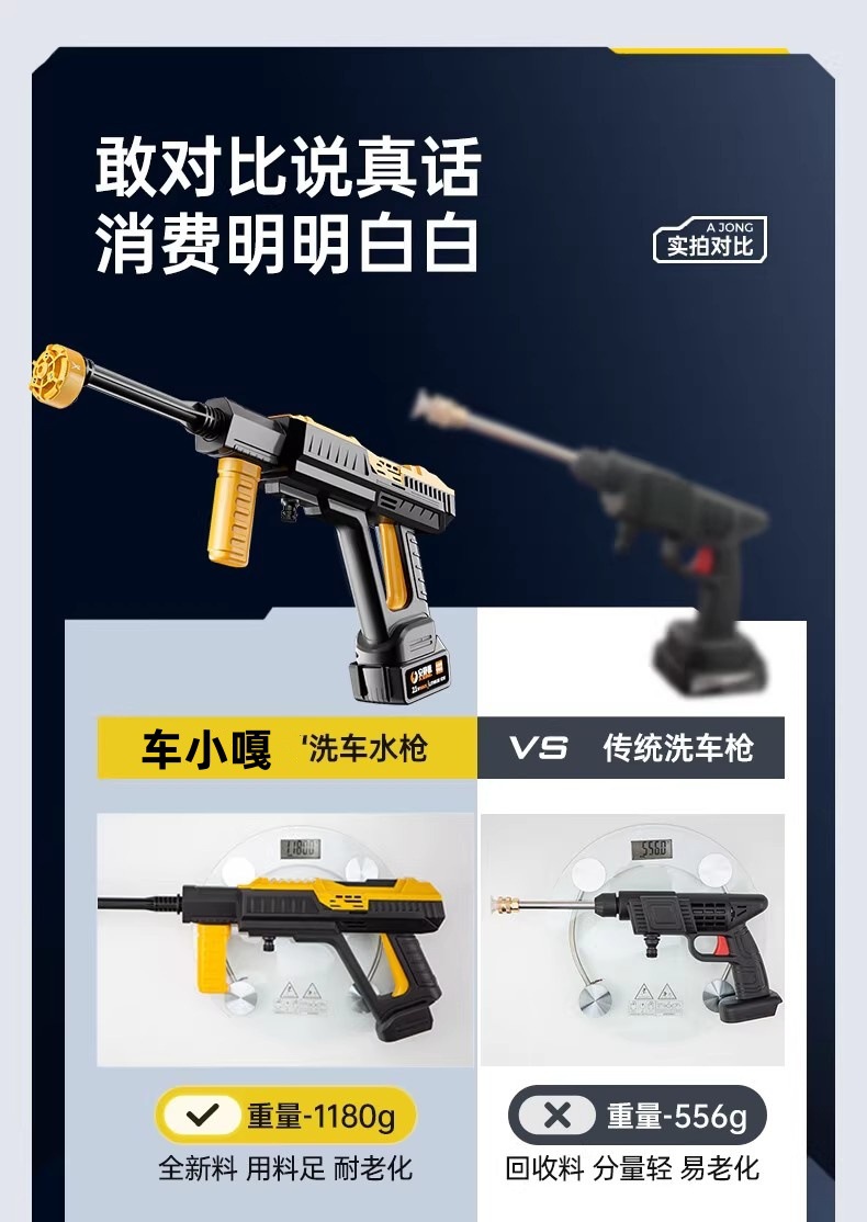 Wireless Car Washing Machine Portable Car High-Pressure Water Gun High-Power Car Lithium Battery Household Electric Car Washing Artifact
