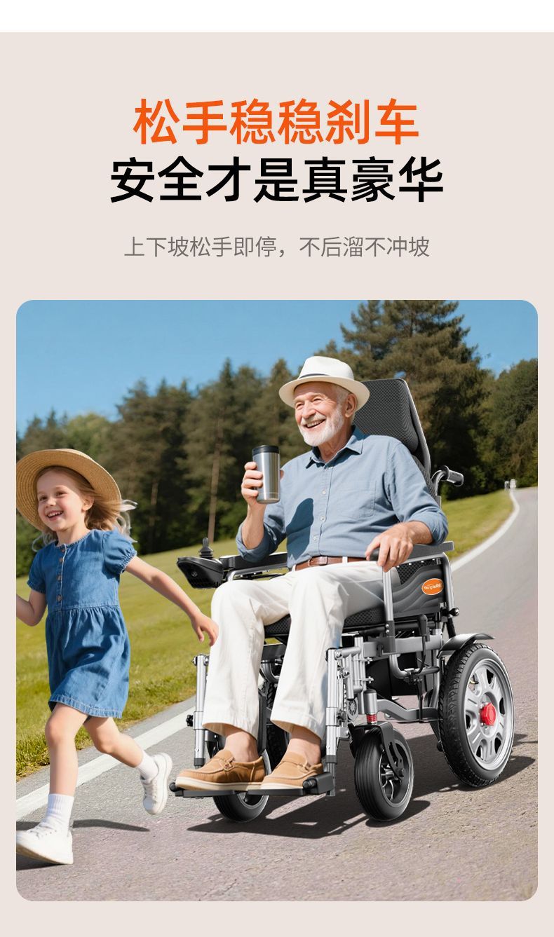 Electric Wheelchair Foldable Lightweight for Elderly and Disabled