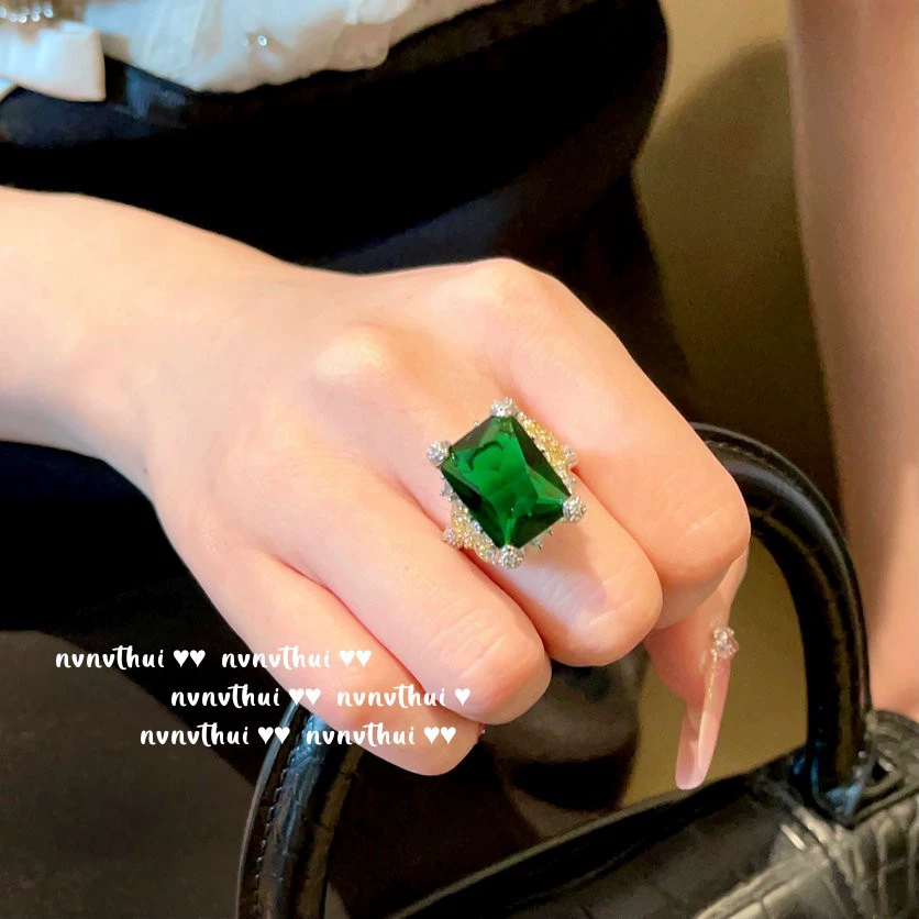Emerald Mogoto Геометрический Богатый Моно — злая счастливая позолота 18К изумрудный коронатый дизайн кольца