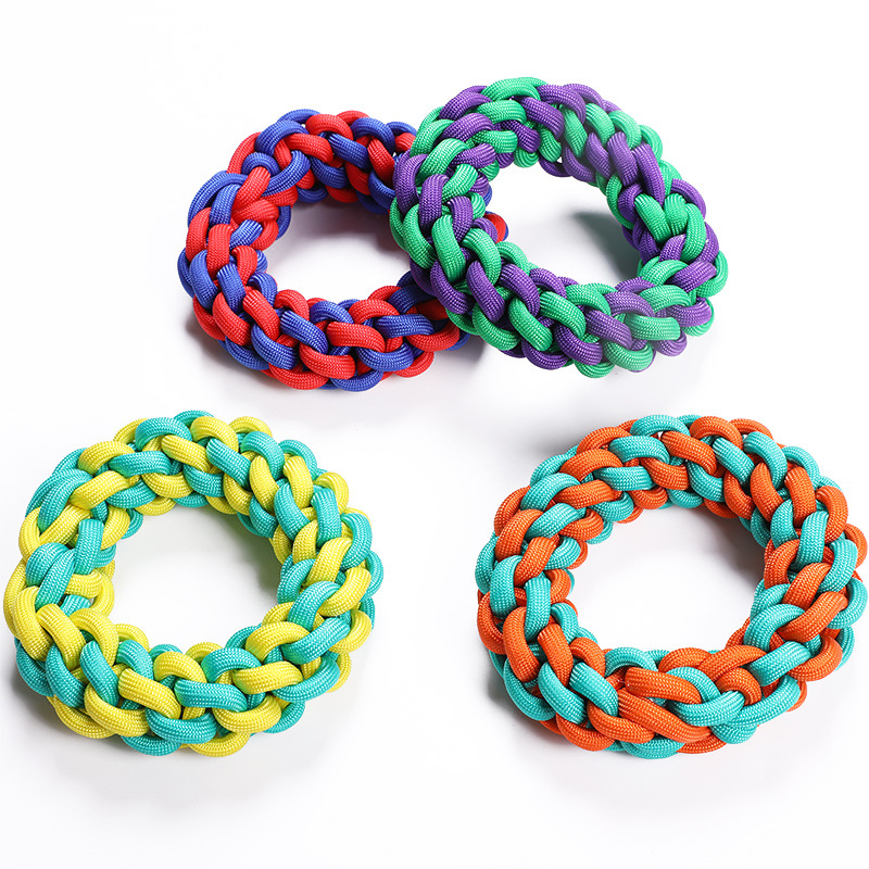 Color a juego polipropileno tejido bola perro juguete molar resistente a la mordedura oso de peluche nudo juguete pequeño perro mordedura cuerda