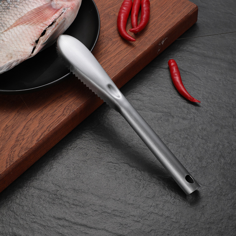 Cepillo de escala de pescado de acero inoxidable raspador de escala doméstica multifunción eliminación de la escala y vientre rompiendo cepilladora cocina herramienta para matar peces cepillo de escala