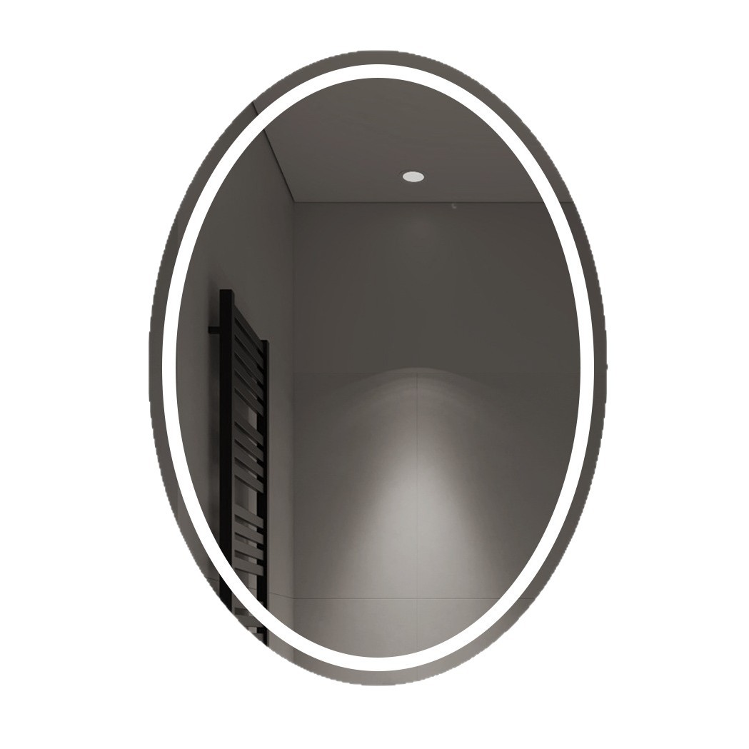 Espejo ovalado para baño, espejo de tocador montado en la pared, espejo de maquillaje para tocador con luz y desempañador, espejo para baño