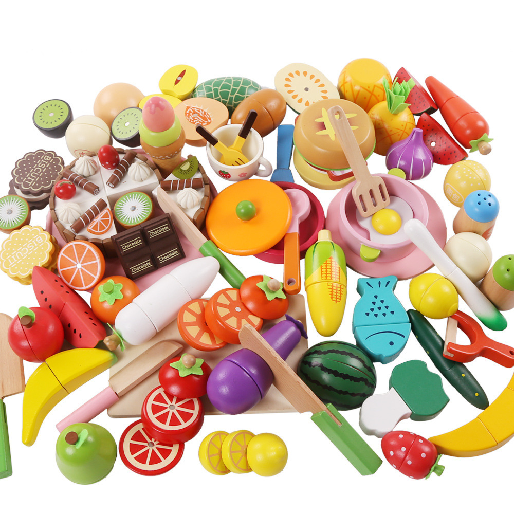 Fruta corte juguetes música magnética vegetal combinación traje de madera niños y niñas jugar casa regalo cumpleaños