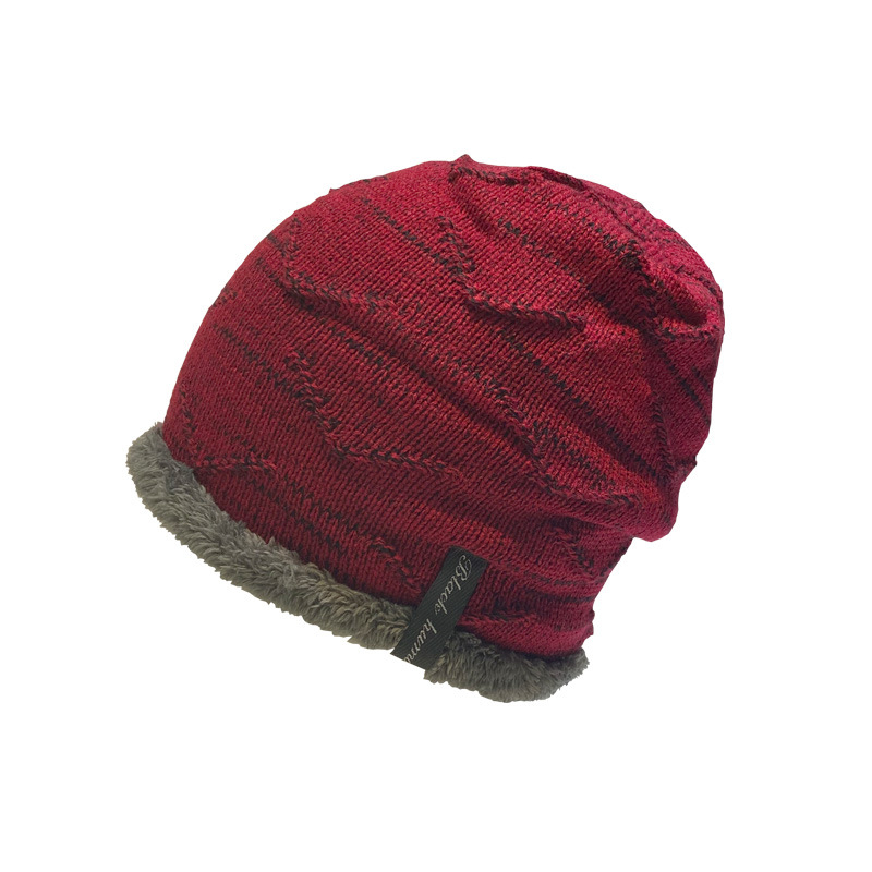 Cappello Cappello alla moda lavorato a maglia Cappello di lana Inverno Velluto caldo AB Filato Gancio Manica Protezione per le orecchie Cappello da esterno da uomo_voghion.com