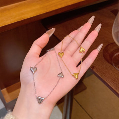 镀真金韩系甜美气质桃心手链女轻奢小众简约时尚百搭爱心手环手饰