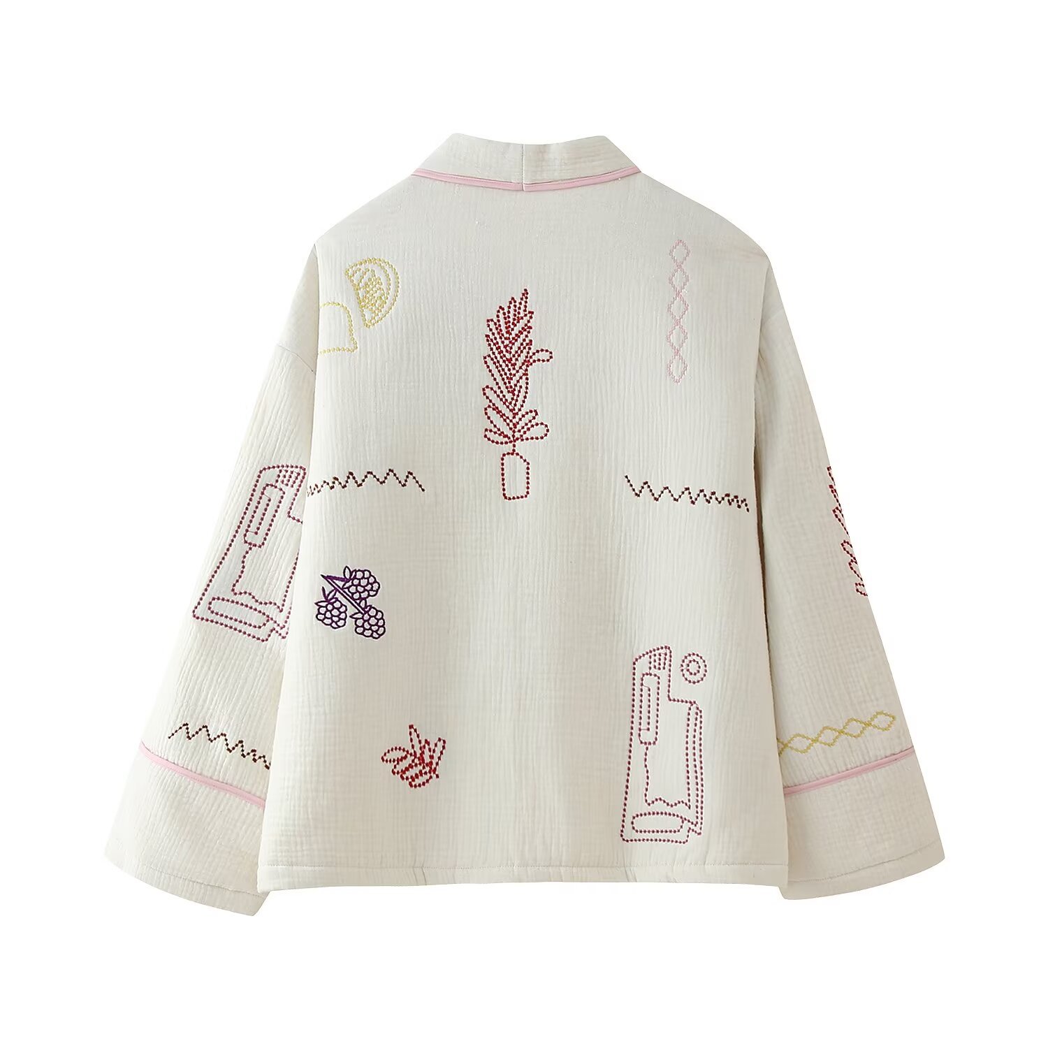 Women's 2024 Autumn/Winter New Street Fashion Open breasted Embroidered Cotton Jacket_voghion.com