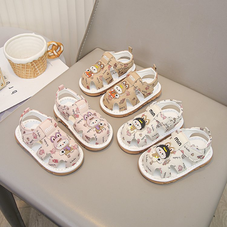 夏季叫叫鞋婴幼儿包头镂空凉鞋透气女宝宝鞋子软底学步鞋公主鞋