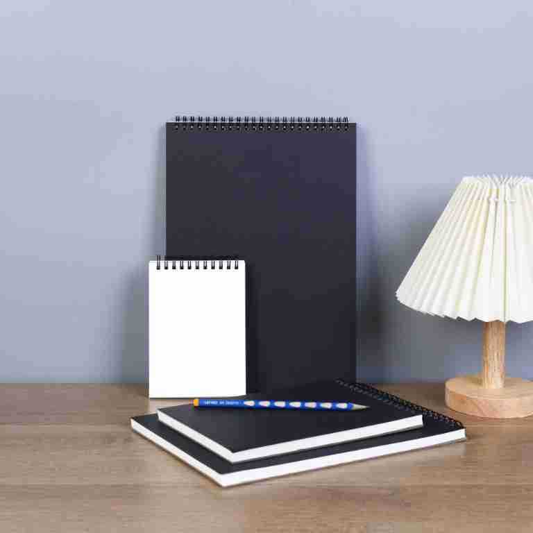 Spot 8-Open Sketchbook A3 A4 Sketchbook 16-Open Flip-Up Coil Book A5 Black Card Simple Student Picture Book