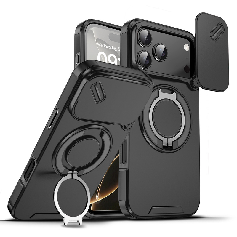 跨境适用iPhone17ProMax镜头推窗手机壳磁吸车载指环苹果16防摔壳|undefined