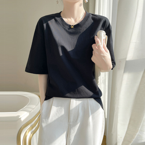 Women's Short Sleeve T-Shirt 2025 Summer Wear Loose High-Quality Texture Top