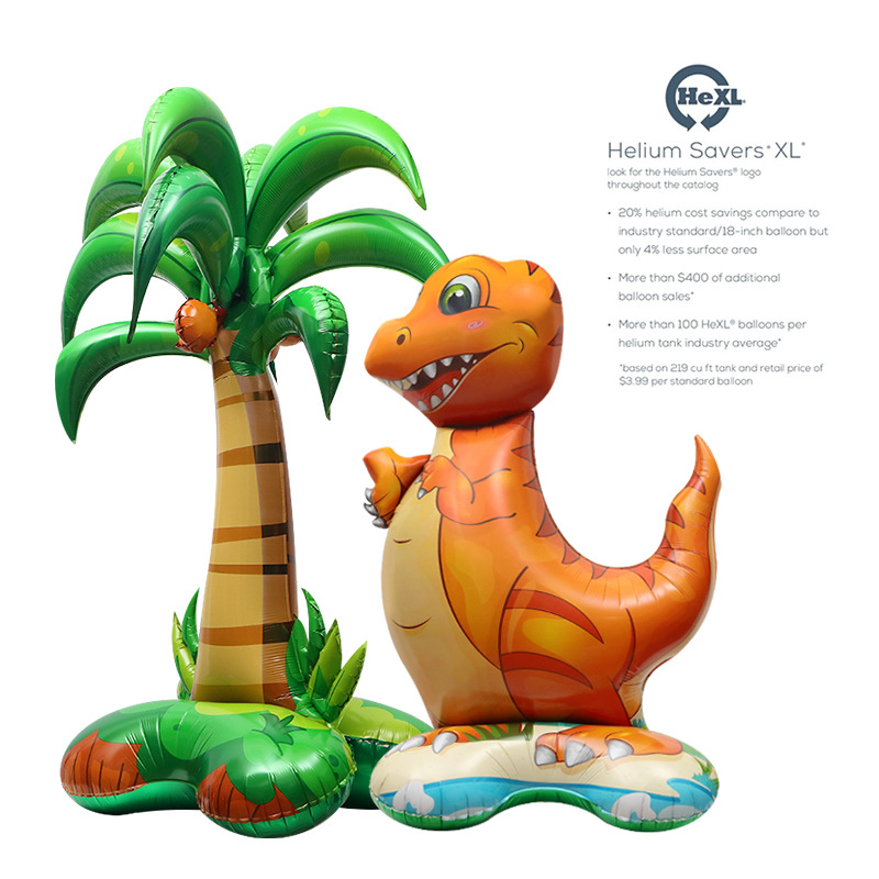 Decoración de ventana fiesta foto globo de gran tamaño 4D tridimensional de pie dinosaurio cocodrilo selva animal globo de dibujos animados