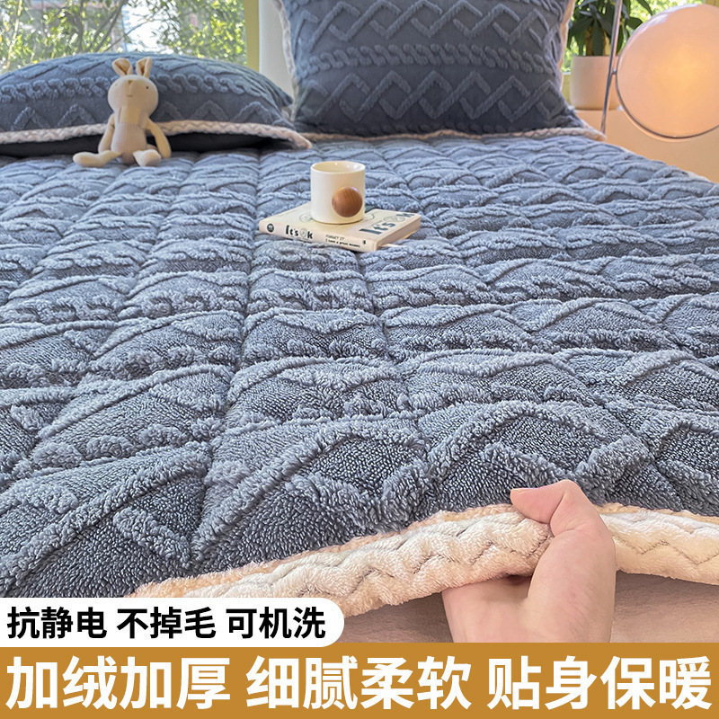 クラスA厚いタフマットレスクッション家庭用寝室牛乳ベルベットマットレス冬シングルマット布団|undefined