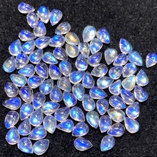 天然印度料玻璃體水晶藍月光石水滴形戒面批發 藍月光裸石配石