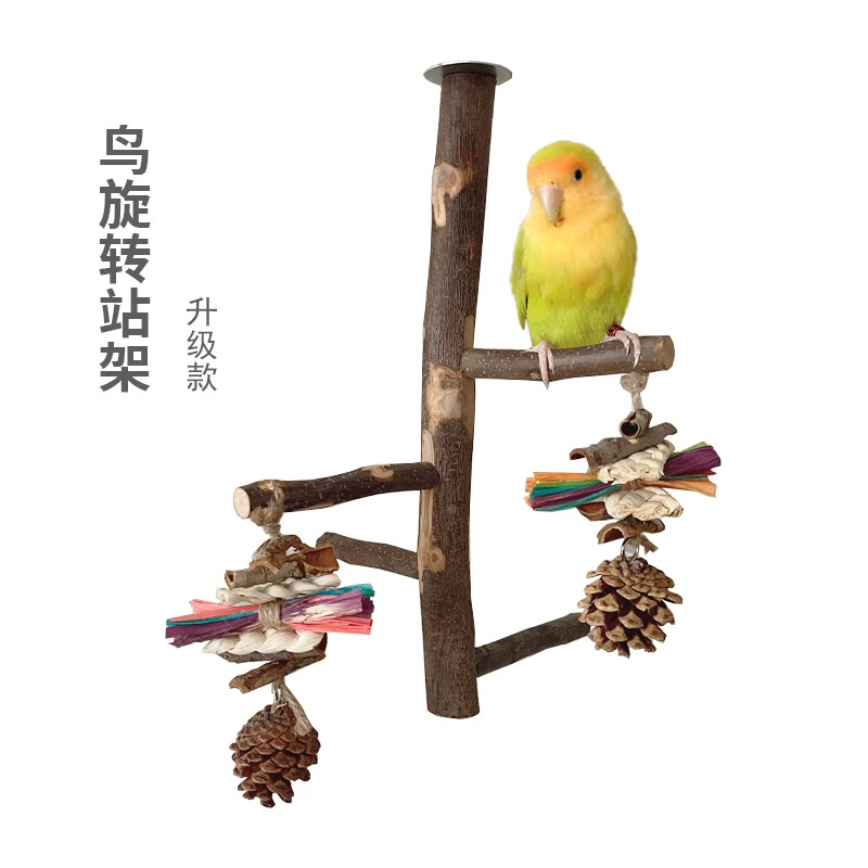 Подставка для попугая игрушка для птиц подставка из цельного дерева стержень вращающейся формы сидящий деревянный грызающий шнур комбинация игрушек для попугая