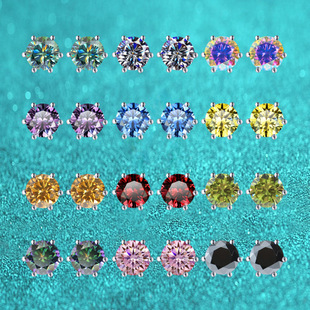 925 sterling silver female earrings six claw classic color moissanite GRA certificate all-match jewelry earrings cross-border wholesale