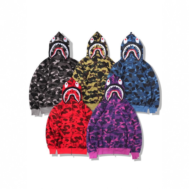 Cross-Border Amazon Trendy Brand 3 Digital Printed Shark Camouflage Sweatshirt Spring and Autumn Style Dropshipping