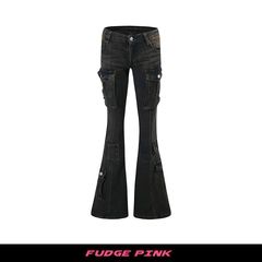 Fudge Pink 2025秋季New美式复古微喇亚文化高弹辣妹牛仔长裤
