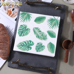 廠家批發新款樹葉印花餐巾紙紙巾西餐廳烘焙坊適用面巾紙