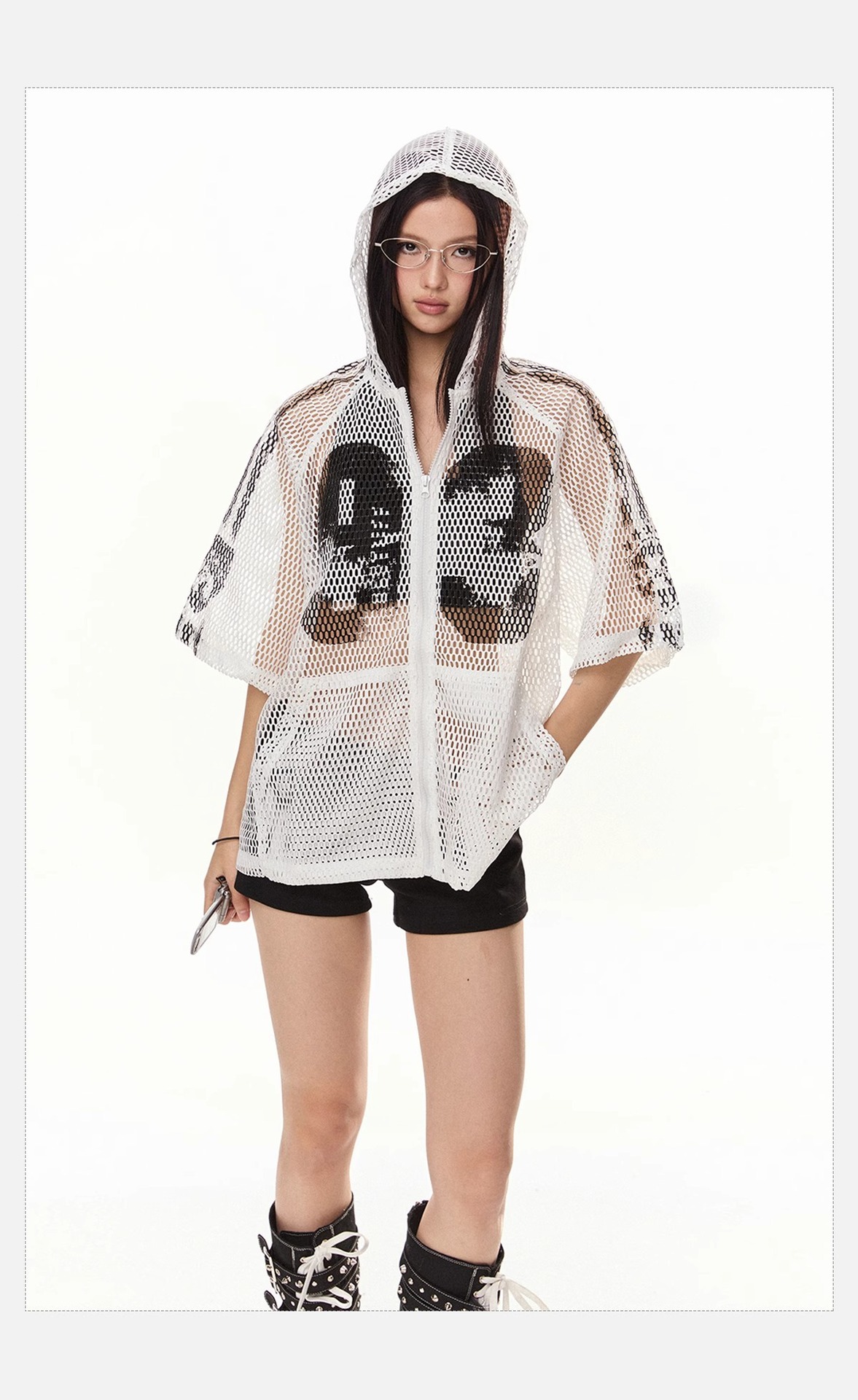 Hollow Zipper Hooded Jersey Men And Women , Unique Design, Loose Short-Sleeve_viptrois.com