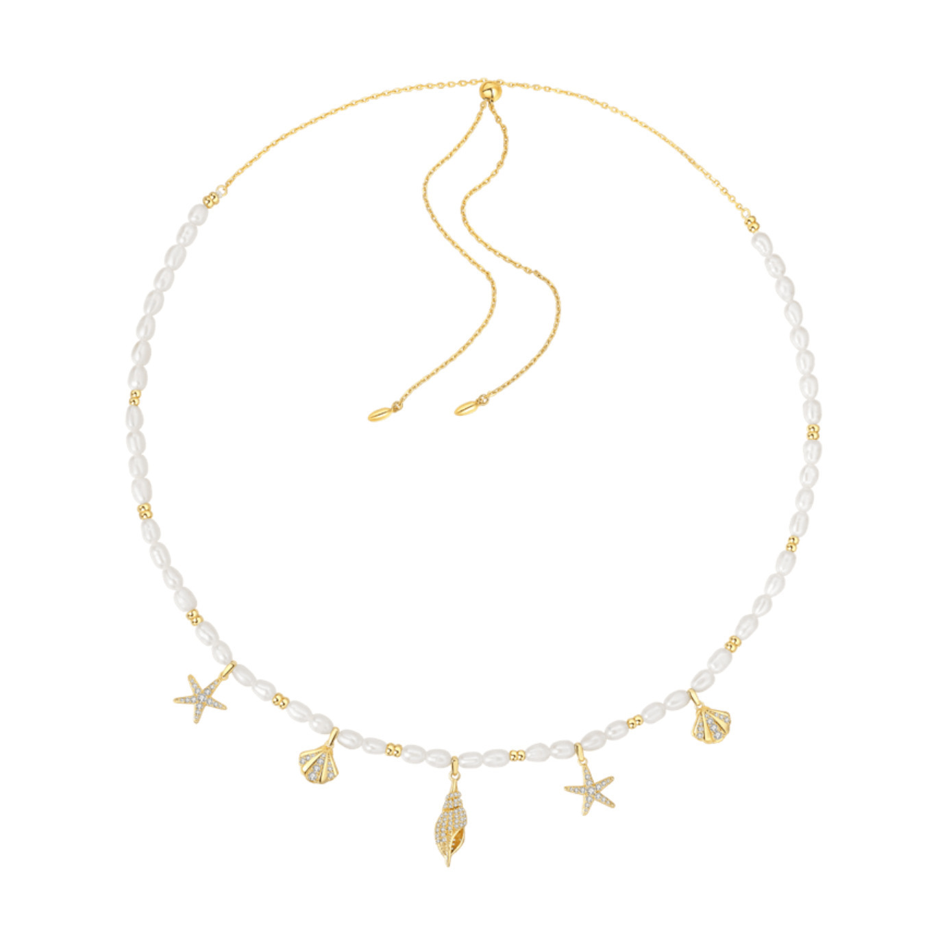 Strand Muschel Muschel Anhänger Perle DIY Seaside Stil Halskette Kupfer vergoldet Farbe konserviert_voghion.com