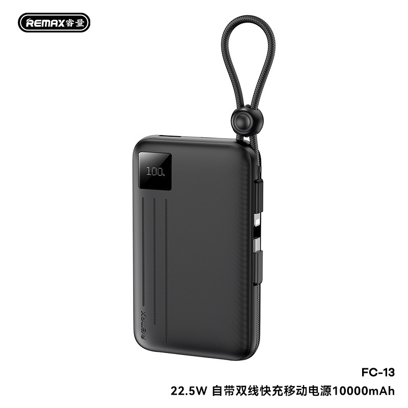 Remax 内蔵ワイヤーパワーバンク 10000 mAh 高速充電携帯電話パワーバンク、デジタルディスプレイロゴ付き|undefined