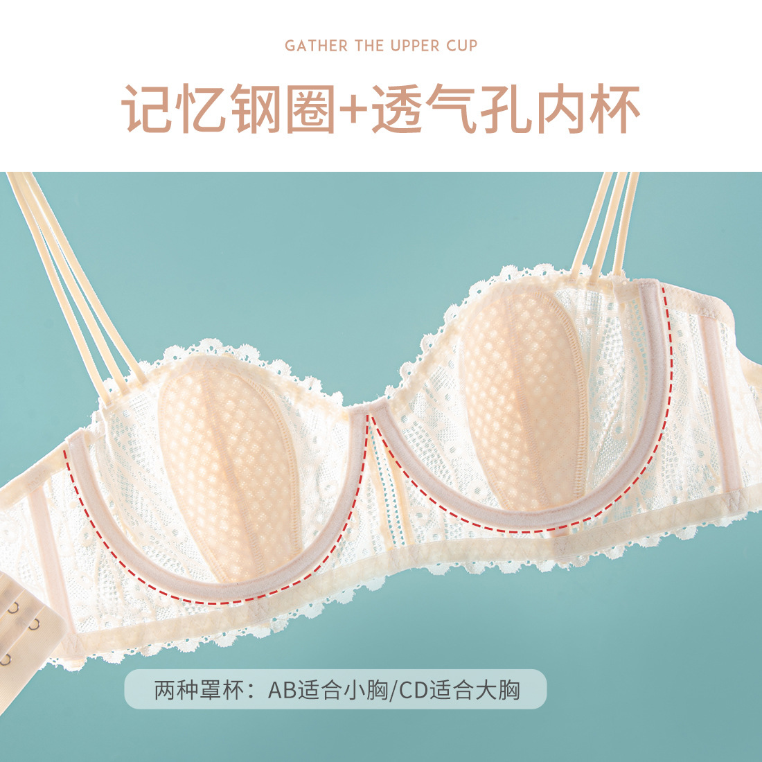 Ropa interior pecho grande pequeño Delgado anti-caída push-up sujetador encaje Orejas de conejo ropa interior chica sujetador francés al por mayor