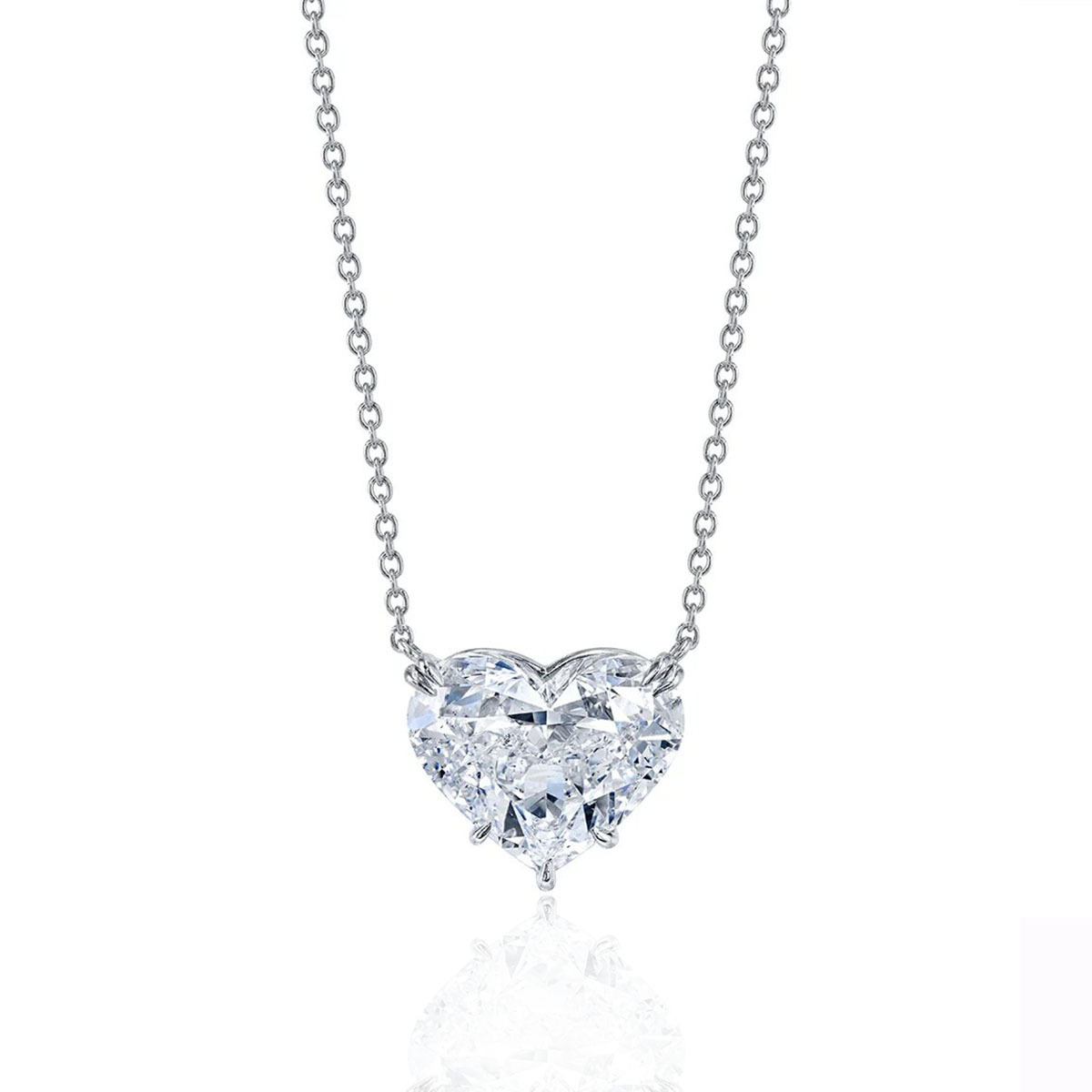 18K Gold Heart-Shaped Diamond Necklace for Women, 1-Carat Main Diamond Pendant, Lab-Grown Diamond Heart-Shaped Teardrop Solitaire
