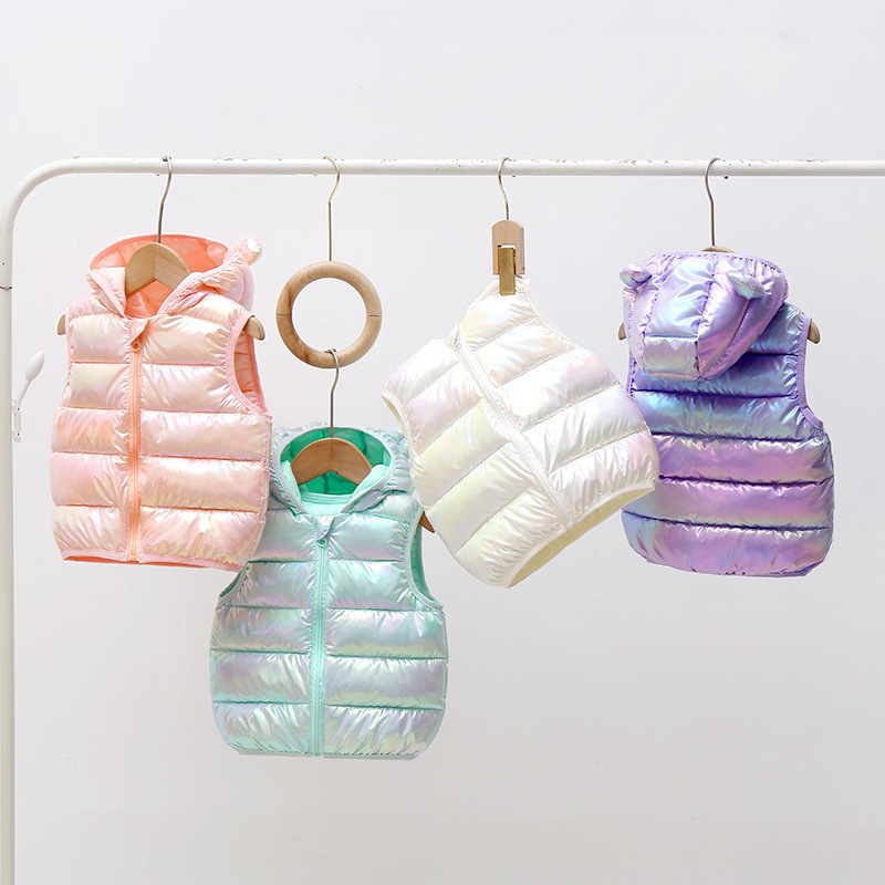 Comercio exterior ropa infantil 2025 nuevo otoño invierno ropa de algodón plumón para niños niñas chaleco encapuchado chaleco de hombro para niños
