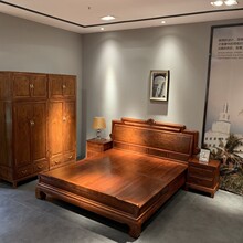 品梓家具新中式红木大床刺猬紫檀双人床1.8米花梨木婚床全实木床