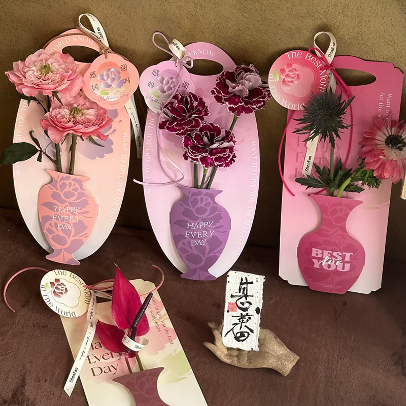Día de San Valentín de un solo ramo de flores caja bolsa de flores caja de vasijas de papel material de embalaje floral del día de la madre