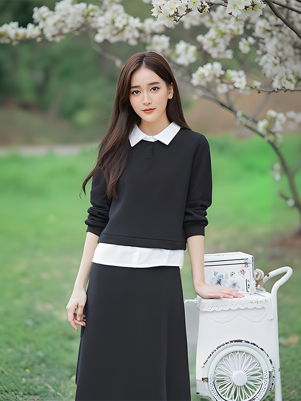 130-320 Plus Size Women's Elegant Fleece-Lined Two-Piece Set 2025 Winter New Slightly Fat Sister Sweatshirt Skirt 130-320 Plus Size Women's Elegant Fleece-Lined Two-Piece Set 2025 Winter New Slightly Fat Sister Sweatshirt Skirt