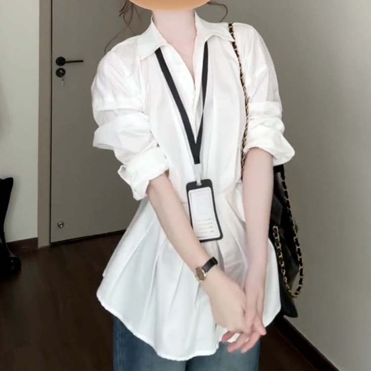2025早春の新型高級感白長袖シャツ女性秋冬フランス独特シャツ気質ウエスト上着|undefined