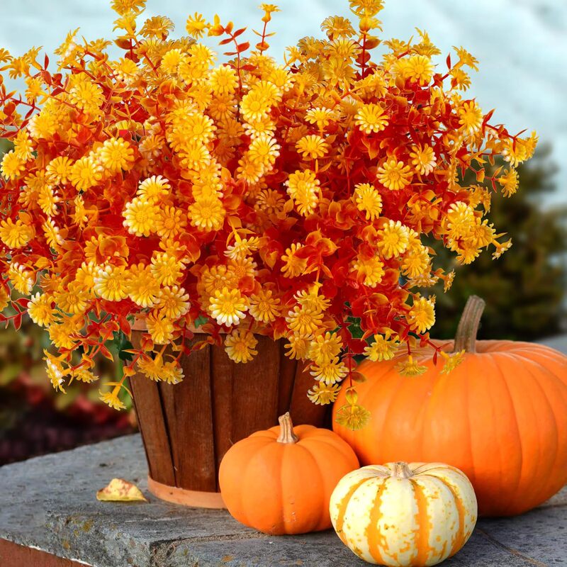 Amazon Cross-Border Artificial Flowers Autumn Artificial Eucalyptus Daisy Plastic Fake Flowers Home Decoration Outdoor Green Plants