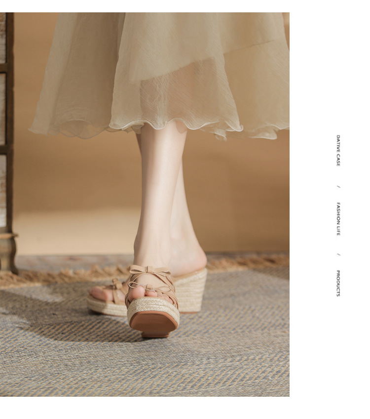 Sandal cao gót nữ hở mũi đế xuồng bện thừng gót 9 cm — màu trắng ngà chi tiết 16