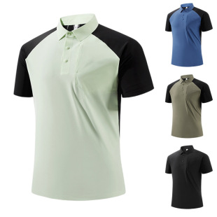 Dejiaping Ice Silk Short-sleeved Polo Men's Loose Sports Seamless plus size Top Men's Cool Breathable Quick-drying Clothes