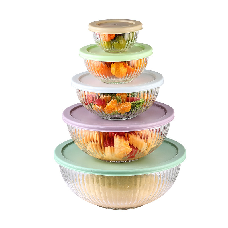 Tazón de ensalada de vidrio resistente al calor de alto borosilicato y cuenca de cara empaque a prueba de caídas transfronterizo Amazon FCM